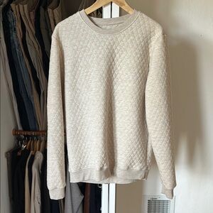 Marine Layer Men's Beige Quilted Crewneck Sweater